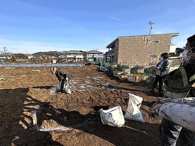 次の準備作業　横3mと縦10m