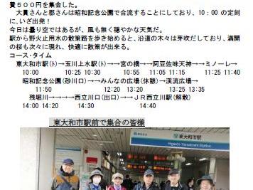 第２５回３４歩こう会開催報告書(玉川上水から昭和記念公園へ)；０４月０６日