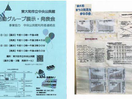 「東大和まちの財政をまなぶ会」の東大和市中央公民館活動グループ展示・発表会の参加報告