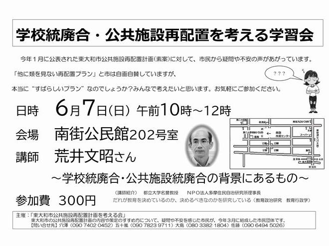 学校統廃合・公共施設再配置を考える学習会(6/7)