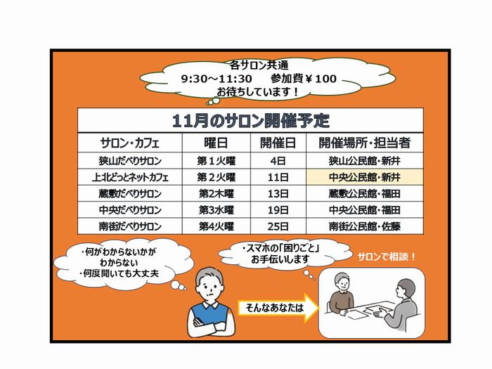 【11月の開催】スマホサロンの開催日です